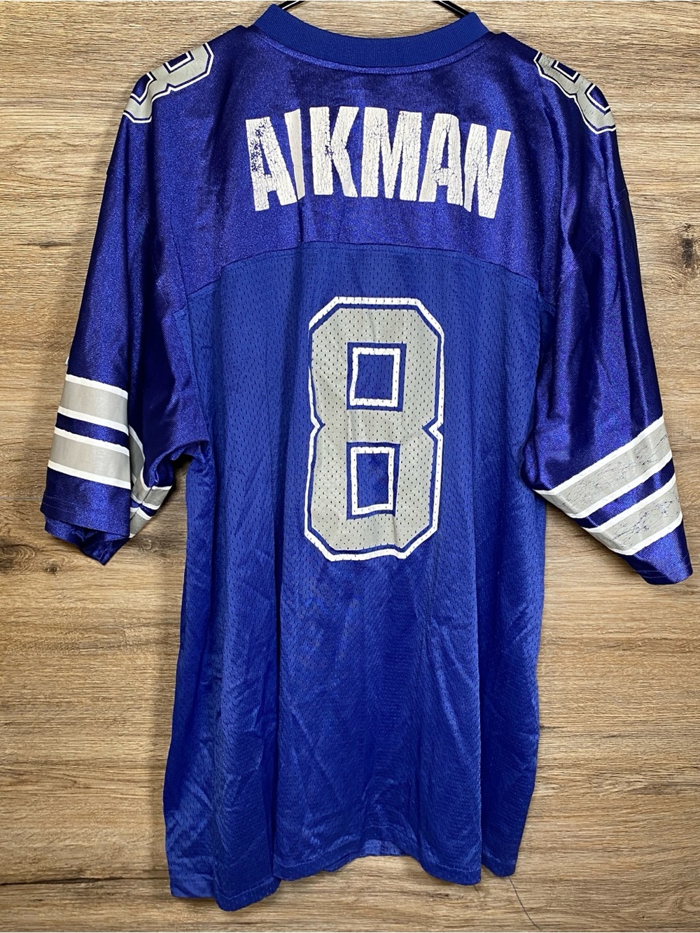 Vintage Dallas Cowboys Jersey Mens XL Blue Troy Aikman #8 NFL Football Apex One